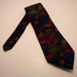 J. Garcia abstract multi-color hand sewn in the USA 100% silk tie